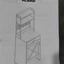 ALBAD Coffee Bar Cabinet with Drawer, Robot Vacuum Hidden Cabinet, 69" Tall with Adjustable Shelves, Open Storage Shelves, White Rustic Accent Console for Kitchen, Dinning Room