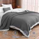 PHF Waffle Sherpa Blanket Queen Size, 90x90 Inches Luxury Plush Flannel Fleece Blanket for Winter, No Shed No Pilling, Cozy Soft & Reversible Waffle Weave Bedding for Home Decor, Grey