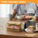 3-Cup Glass Sandwich Container with Bamboo Lid, Square Food Storage Bowls, Airtight Food Storage Lunch Box for Meal Prep, Freezer & Microwave Safe