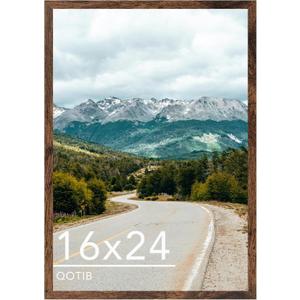 16x24 Picture Frame for Wall Hanging, Wood 16 x 24 Frame 40x60 cm Poster Photo Frame for Wall Horizontally or Vertically, Deep Brown, 1 Pack