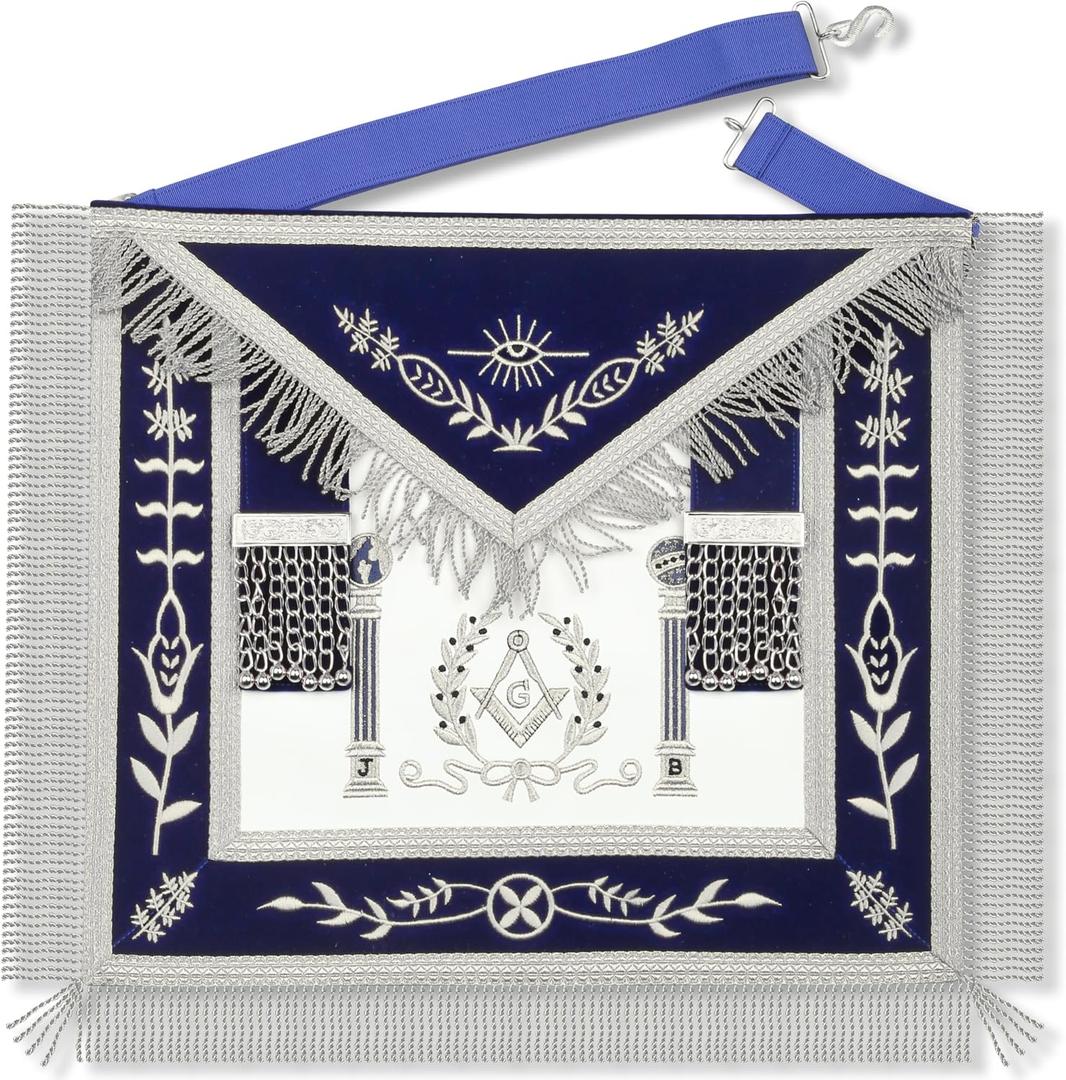 Masonic Master Mason Apron Silver Embroidery 14x16