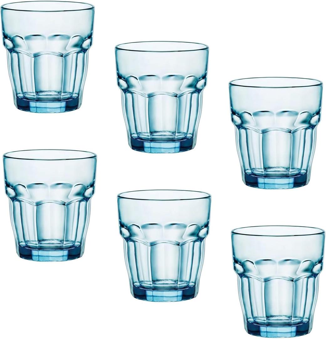 Bormioli Rocco Rock Bar Lounge Rocks Glasses, Blue, Set of 6, 27 cl 9 1/4 oz.