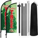 Leinuosen 2 Set 7 ft Christmas Tree Sale Feather Flags with Pole Kit Christmas Tree Sale Swooper Advertising Flag Include 2 Banner 10 Pole and 2 Ground Spikes for Holiday Business
