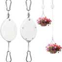 2 Pcs Upgraded Heavy Duty Retractable Plant Hanger,Plant Pulleys for Hanging Plants,Easy to Raise and Lower,Auto Lock,Adjustable Hook for Garden Baskets Pots,Birds Feeder and Wind Chime,White