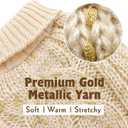 KYEESE Dog Sweater Warm Dog Clothes for Small Dogs Turtleneck Dogs Coat Turtleneck Knitwear Sweater with Golden Yarn for Fall Winter, Beige, Large