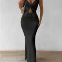 SOLY HUX Women's Two Piece Outfits Twist Front Halter Cami Tops and Skirt Summer Set (Black, L)