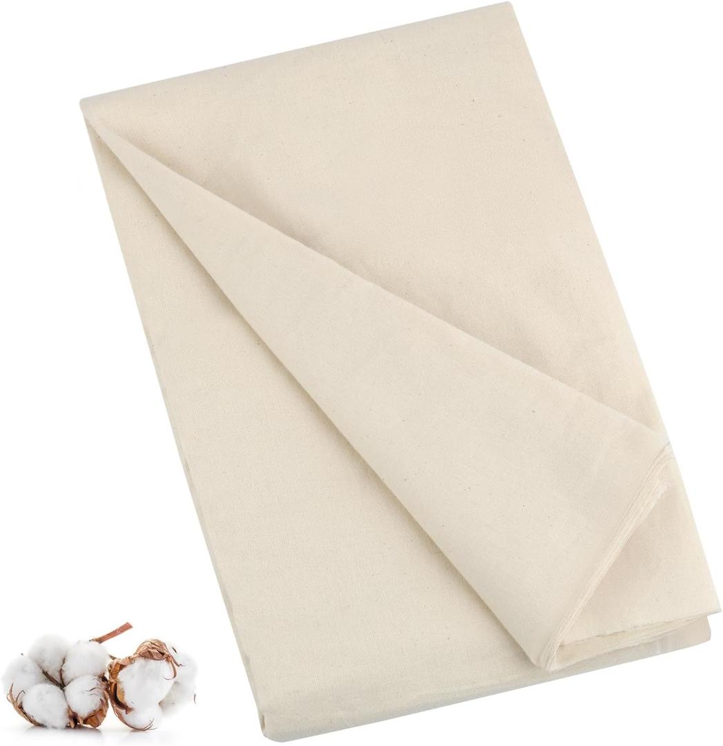 PEASUG 100% Cotton Muslin Fabric, 63 Inch X 5 Yards Unbleached Muslin Fabric By The Yard, Medium Weight Draping Fabrics Suitable for Sewing Embroidery, Garments, Crafts Material-Natural