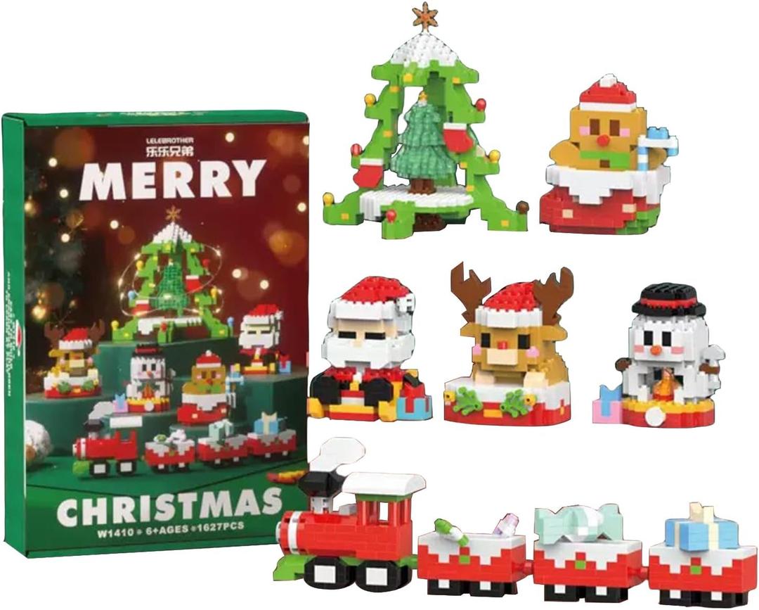 6-in-1 Pack Santa Claus Design Building Blocks Set, Christmas Theme Building Blocks Ornaments, Mini Building Figures, DIY Stocking Stuffers, Xmas New Year Birthday Gifts, Party Favors