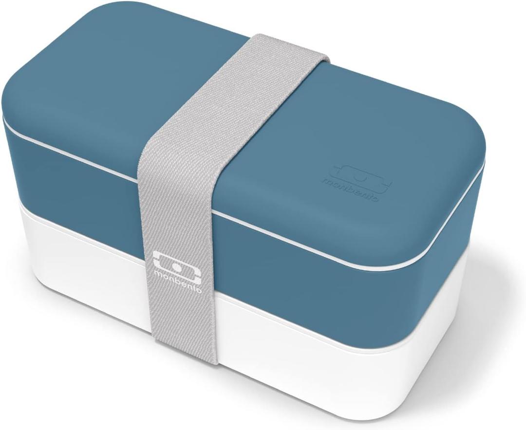 monbento - Bento Box Adult MB Original blue Denim - 2 Leakproof Compartments - Stackable Lunch Box Perfect for Work/Picnic/Sports - BPA Free Food Containers - Microwave & Dishwasher Safe - Blue (34 Floz)