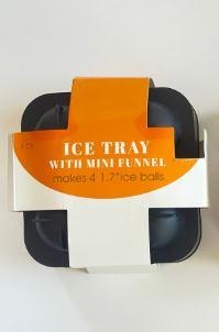 1ct ICE TRAY WITH MINI FUNNEL makes 4 1.7" ice balls (3Pack)