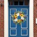 LIEKE 21 inch Spring Wreath for Front Door Summer Wreath Sunflower Peony Wreath for Porch Wall Window Farmhouse Home Decoration