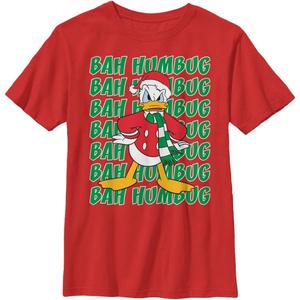 Disney Characters Donald Scrooge Boy's Solid Crew Tee (Medium, Red)