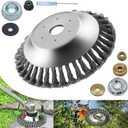 NeJesZoe 8 Inch Steel Wire Rotary Weed Brush Cutter Trimmer Head for Weed Cutter Eater, Unbreakable Wired Trimmer Blade, Weed Trimmer Eater Head with Adapter Kits for Moss Grass Rust Removal