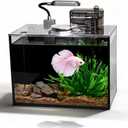Betta Fish Tank,Aquarium Starter kit,2.8 Gallon Fish Tank Kit,Small Aquarium,Small Fish Tank,Ultra-Clear Nano Aquarium with Light,Filter,Cobblestone,Sand and Artificial Plants