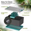 Self-Cleaning Reptile Feeder Insect Habitat with Escape-Proof Lid, Removable Climbing Frame, Water Sponge & Bug Spoon Cricket/Roach Enclosure, Easy-Clean, Ventilated for Lizards, Frogs & Pets