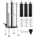 LCF 𝐒𝐢𝐥𝐯𝐞𝐫 𝐈𝐨𝐧𝐬 Enhanced Gravity Water Filter System, Reliable Alternative to Berkey Water Filter System, NSF/ANSI 42&372 Standard, Reduces 99% Chlorine, 6 Filters, Water Level Spigot, 3Gal