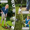 Electric Cordless Weed Wacker Battery Powered Eater,21V/4.0Ah Lightweight No-String Weed Trimmer with 2 Battery Operated& Wheels,3 in 1 Stringless Grass Trimmer/Edger/Brush Cutter for Garden Yard Lawn