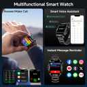Smart Watch for Men Military Answer/Make Call 2.01 Display 170+ Sports Modes Fitness Smart Watch IP68 Waterproof 30 Days Standby Smartwatch for Android iOS Black (2 Straps)