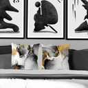 KEUSPI Black and Gold Pillow Covers 18x18 Abstract Black and Grey Gold Throw Pillow Cover Set of 2, Abstract Pillow Covers for Bedroom Home Decor Housewarming Gifts