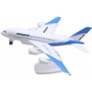 Diecast Airplane Toy, Kids A380 Airlines Plane Model Jet Alloy Metal Aircraft Pull Back Plane Toys with Lights and Sounds for Boys 3-7 8 Years Old (Include Holder), Blue