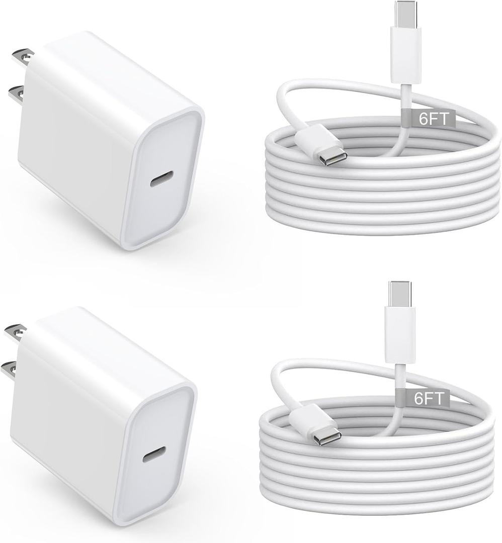 USB C Charger for iPhone 16/15 Charger Fast Charging,Type C Charge Apple Fast USB C Wall Chargers Block Adapter 6FT Long USBC Charging Cable Cord for iPhone 16 Pro Max/iPhone 15 Plus/iPad Pro/Air/Mini