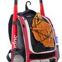 WOLT Youth Baseball Bag - Bat Backpack for Baseball, T-Ball & Softball Equipment & Gear, Bat & Glove Holder, Large Main Compartment for Helmet & accessories, Separate Shoes Compartment, Fence Hook (Red)