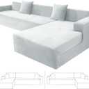 ZNSAYOTX 2026 Soft Velvet Sectional Couch Covers, Luxury Plush Slipcovers with Elastic Bottom for L Shape Sectional Sofa, 2 Pcs Pet Friendly Protector (3 Seat Couch + 3 Seat Chaise, Silver Grey)