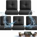Outdoor Wicker Chair Replacement Cushions Set of 5, 4" Thick Waterproof Removable Patio Furniture Seat Cushion and High Back, 22 x25 Inch Chairs Loveseat Couch Sectional Sofa with Zipper, Black