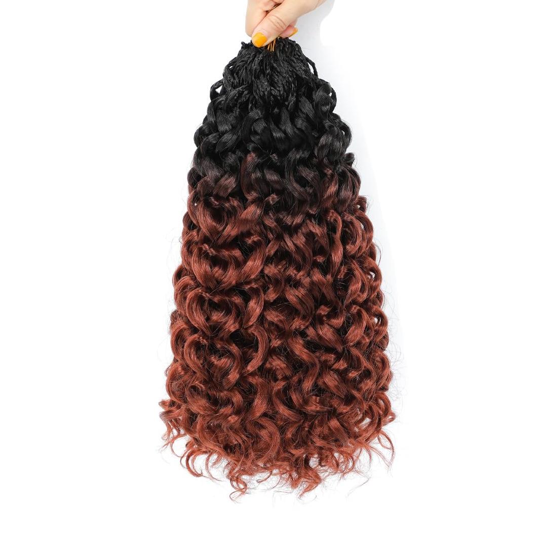 New Gogo Curl Crochet Hair Pre Looped 8 Packs Pre Twisted Curly Crochet Hair for Black Women Beach Curl Wave Crochet Synthetic Hair Extensions (14Inch 1B/350#)
