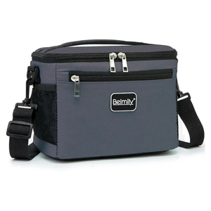 BEIMILY Lunch Box for Men/Women,Small Insulated Lunch Bag,Reusable LunchBox for work Picnic Hiking Beach,Leakproof Soft Cooler Tote Bag Organizer with Adjustable Shoulder Strap for Adults (Gray)