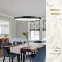 Modern LED Pendant Light Black Ring Chandelier 24" Dimmable Flush Mount Pendant Chandelier for Dinning Room Office Kitchen Living Room,3000-6500K