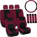 FH Group Car Seat Covers Full Set Cloth,Universal Fit combo,Washable Automotive Seat Covers,Low Back Front Seat Covers,Airbag Compatible,Split Bench Rear Seat for SUV,Sedan,Van Burgundy