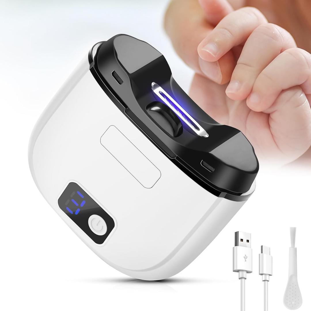 Electric Nail File & Clipper Set, USB Rechargeable with 3 Speeds, LCD Display & Storage Case, Safe Baby Nail Trimmer for Kids, Children, Adults and Seniors - Gentle Nail Care Kit
