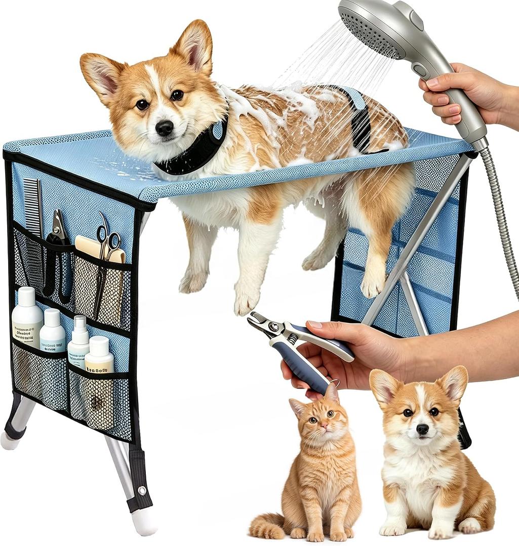 Dog Grooming Hammock Stand for Small Dogs & Cats, Pet Grooming Table 20 lbs