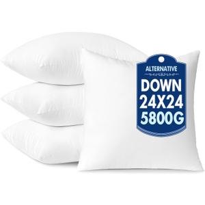 MIULEE 24x24 Down Alternative Pillow Inserts,Pack of 4 Euro Throw Pillows 24 x 24 Inch Body Bed Sleeping Ultra Soft Fluffy Form for Sofa Couch Bed