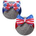 Baby girl bows Newborn Headband Hair Bows for Infant Toddlers with Double bows 4.5in*3.5in (Heat flag& red stripe)