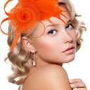Fascinators Hats for Women Derby Hat Tea Party Headband for Cocktail, Wedding, Church, Fancy Dress Party (Orange)