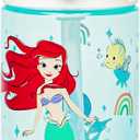 Zak Designs Sage Disney Princess Kids Water Bottle For School or Travel, 16oz Durable Plastic Water Bottle With Straw, Handle, and Leak-Proof, Pop-Up Spout Cover (Ariel & Jasmine)