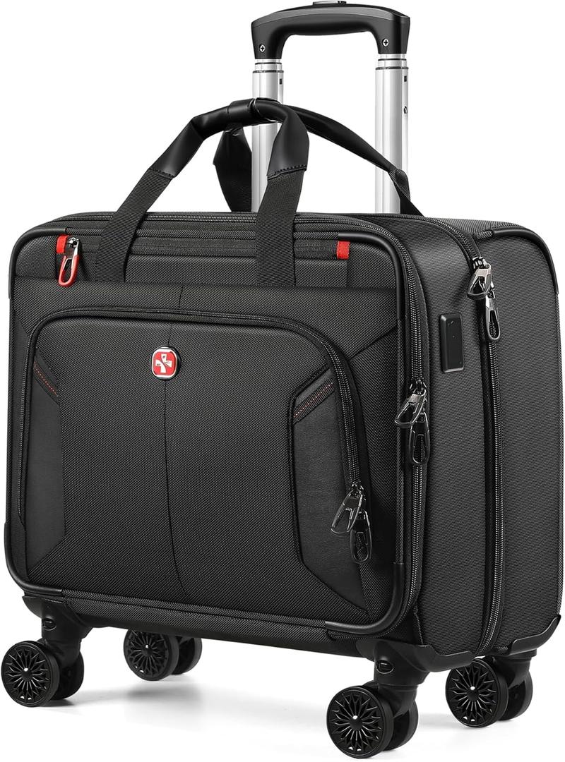 star cloud Rigid Frame Roling Laptop Bag on Wheels, Rolling Briefcase with USB & Type-C Charging Port,Water Resistant Rolling Computer Bag for 17.3 Inch Laptop, Work Travel and Business