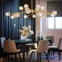 Lighting Brass Sputnik Chandelier, Gold Pendant Light Crystal Ceiling Light Flush Mount Fixture 18 Light W47 x H17.7