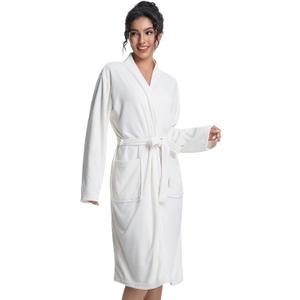 Women Lightweight Bath Robes Terry Cloth Towel Robe Microfiber Knee Length Bathrobe with Pockets (M)