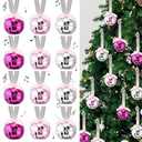 Jenaai 12 Sets Pink Christmas Jingle Bells with Ribbon 2 Inch Large Metal Cutout Craft Bells Pink Hanging Ornaments for Christmas Tree Xmas Decoration Crafts Party Favors Stocking Stuffers