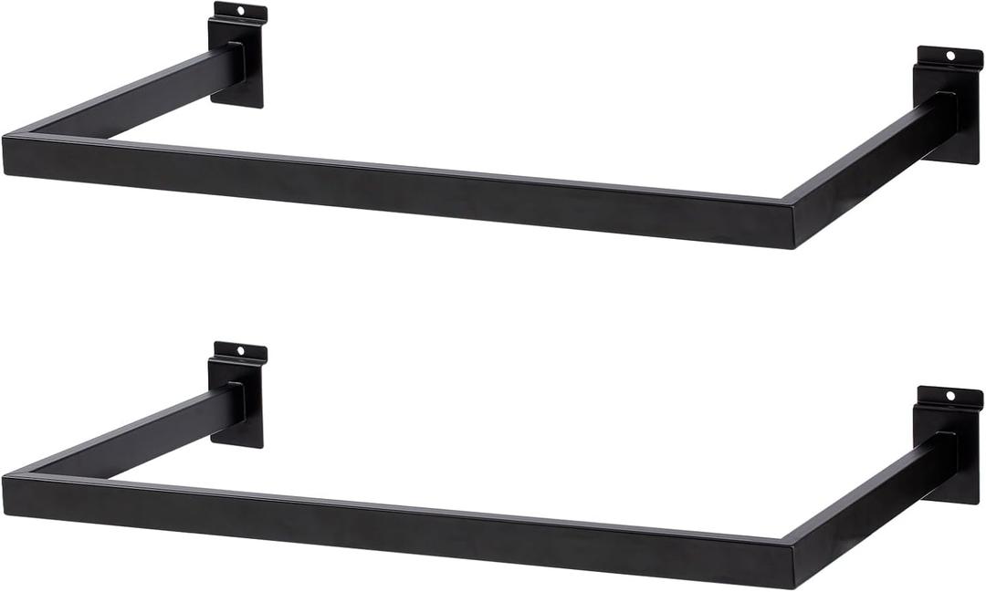 Slatwall U-Shaped Rectangular Tubing Hangrail - 24"x12", Slatwall Accessories and Hangers for Retail Display and Home Garment Storage (2)