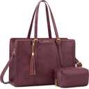 LOVEVOOK Laptop Bag for Women Vintage Leather Work Tote 15.6 inch Large Capacity Computer bag with Clutch Purse for Office, Travel, School, Casual