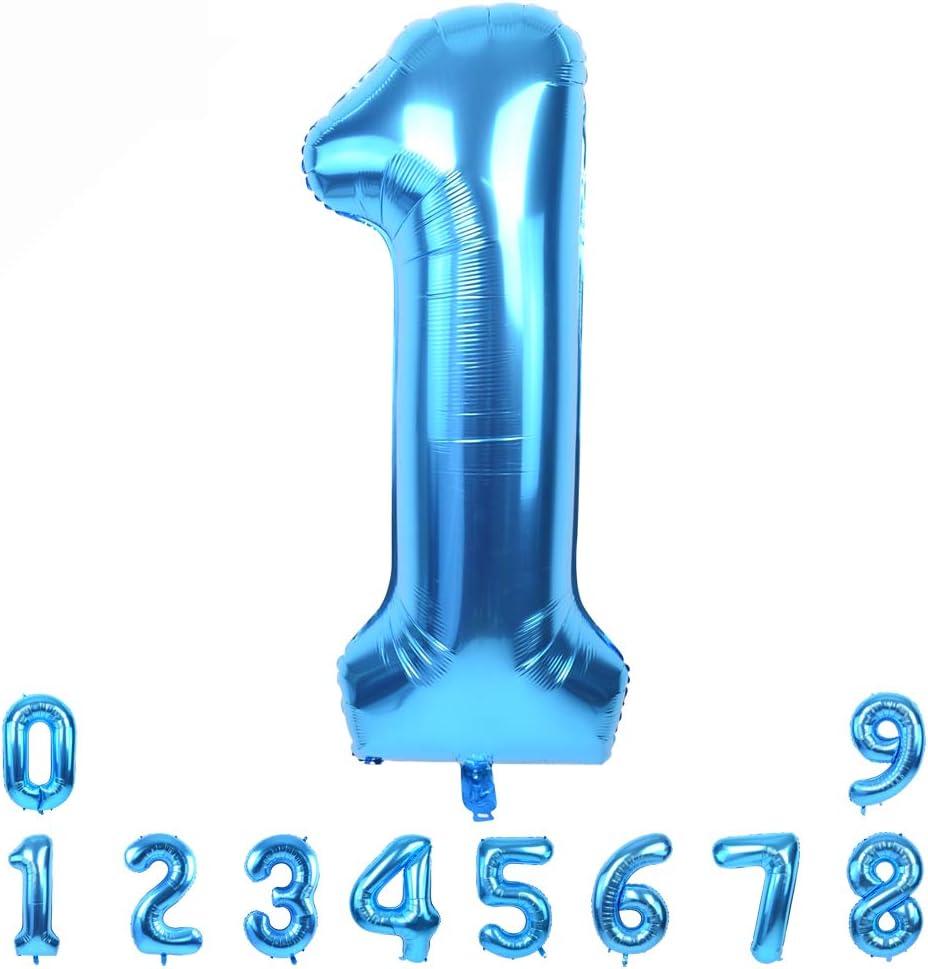 TONIFUL 40 Inch Blue Large Numbers Balloon 0-9 Foil Mylar Big Number 1 Balloon Digital 1 for 2026 Graduation New Year Eve Birthday Party,Wedding, Bridal Shower Engagement Photo Shoot, Anniversary