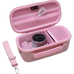 XANAD Hard Case for Sony Alpha ZV-E10,ZV-E10 II or Sony Alpha 6400,6100,6700,6600,6000,RX100 VII Lens Mirrorless Camera,with Shoulder Strap (Pink)