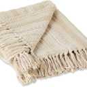 DII Braided Striped Decorative Throw Blanket, 50x60, Vintage Linen