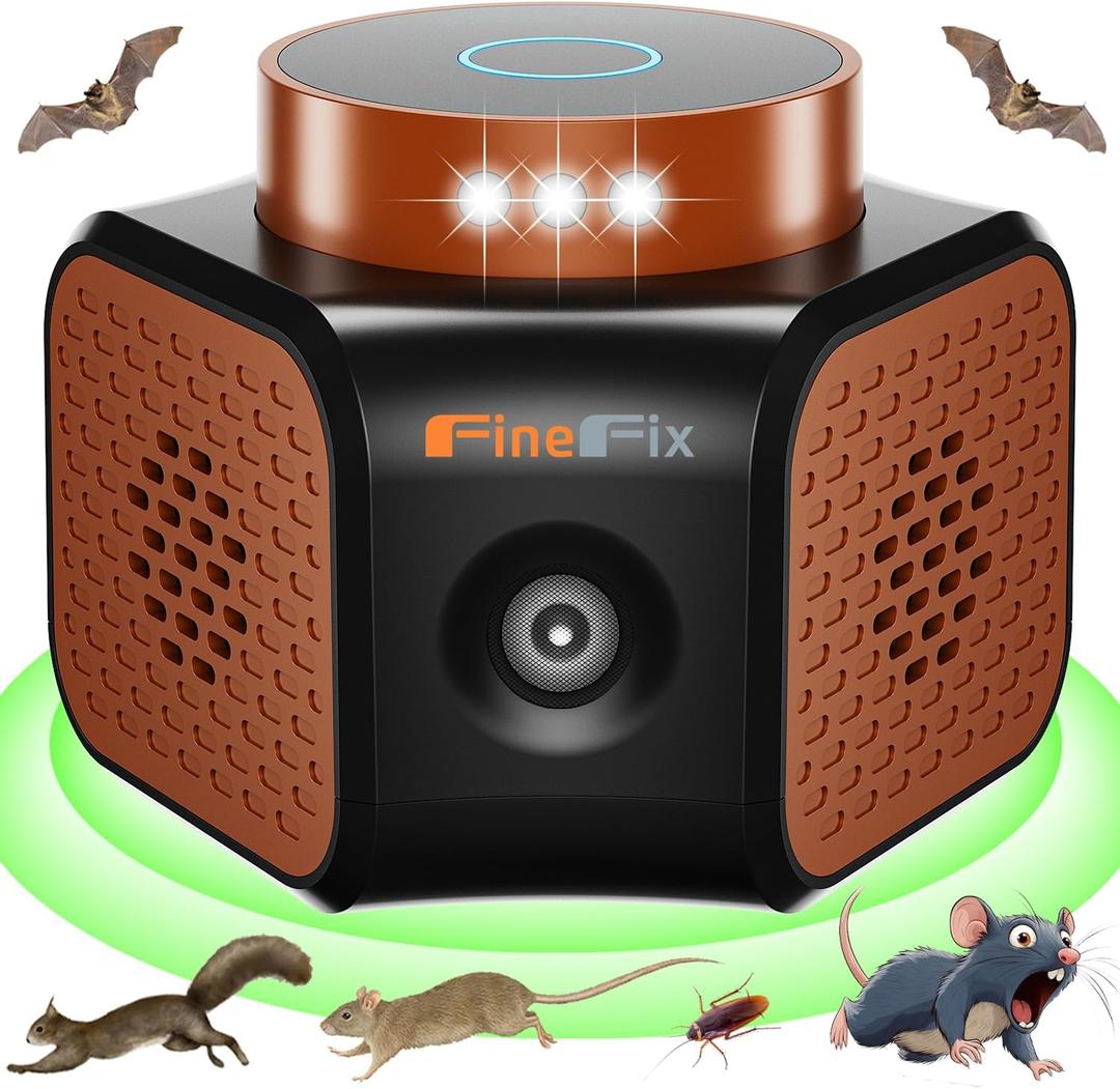 FineFix 360 Plug in Mouse Deterrent Ultrasonic Pest Repeller 4-Modes Best Thing to get rid of mice Repellent Indoor Mouseblocker for House Attic Garage Warehouse Rvs repelente ultrasonico de plagas