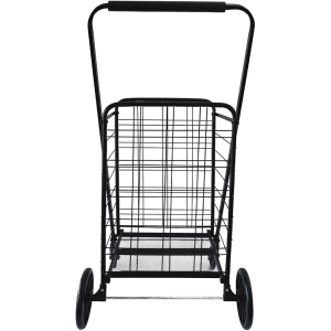 SereneLife Collapsible Utility Cart, Portable Foldable Shopping and Laundry Wagon with Detachable Basket, Heavy-Duty Easy Glide Wheels and Soft Foam Covered Handle, Transport Jumbo Loads & Heavy Items