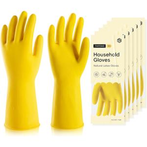 10 Pairs Rubber Cleaning Gloves, Reusable Household Dishwashing Gloves for Women Men, Kitchen and Bathroom Cleaning, Gardening, Pet Care, Extra Thickness, 20 Mil, 13", Heavy Duty, Non-Slip, L